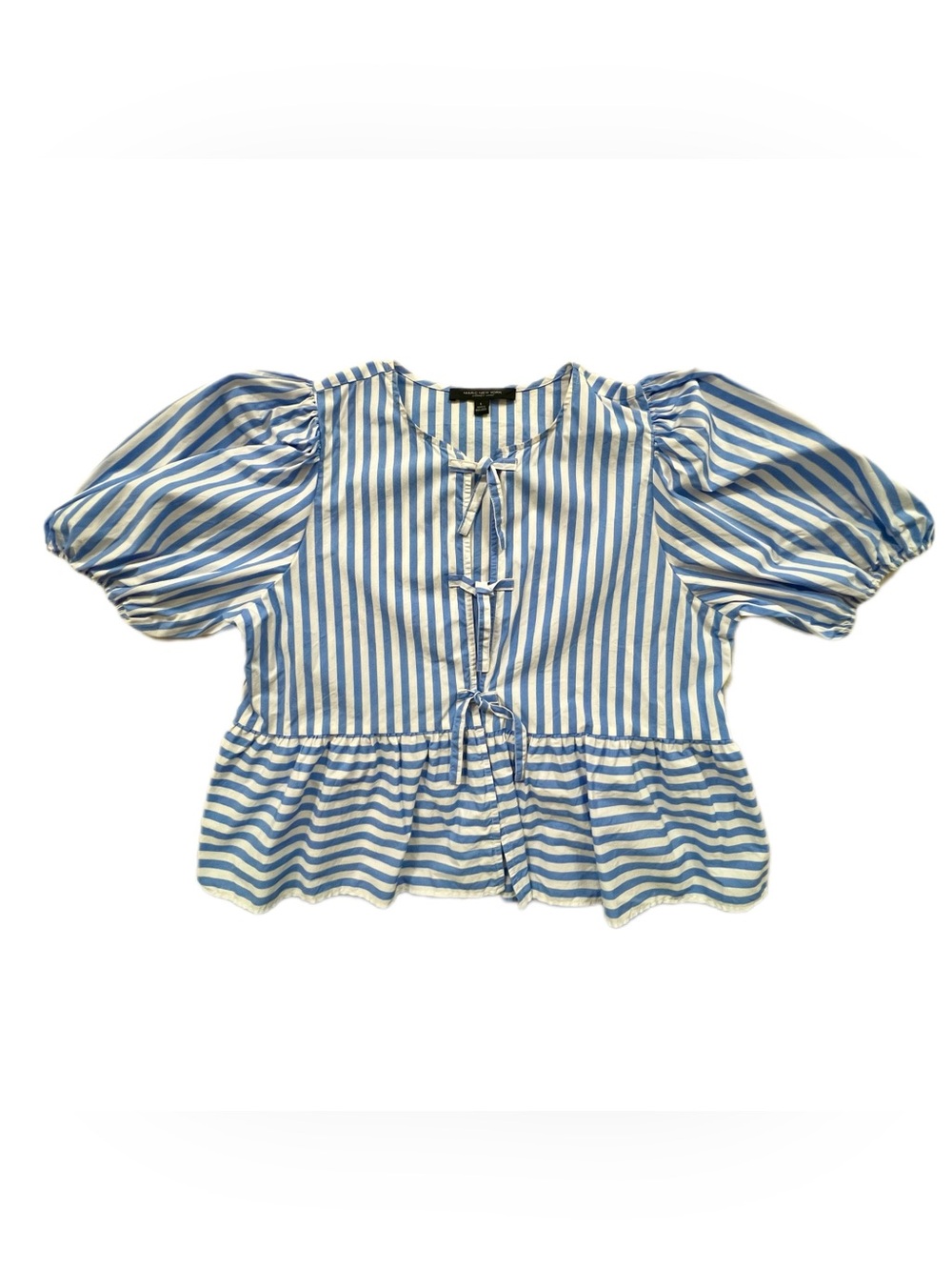 Marc New York Blue & White Striped Tie-Front Peplum Blouse US Women’s Large